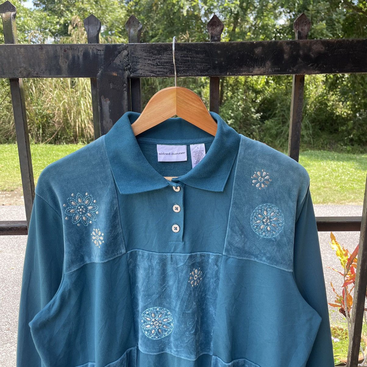 Designer × Japanese Brand × Vintage 🔥🔥Vintage Alfred Dunner Art Flower Polos Sweatshirts Size US M / EU 48-50 / 2 - 3 Thumbnail