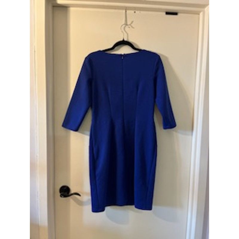 agnes b. AGB Women's Blue Sheath Dress - Size 8, 3/4 Sleeve Knee-Leng Size M / US 6-8 / IT 42-44 - 1 Thumbnail