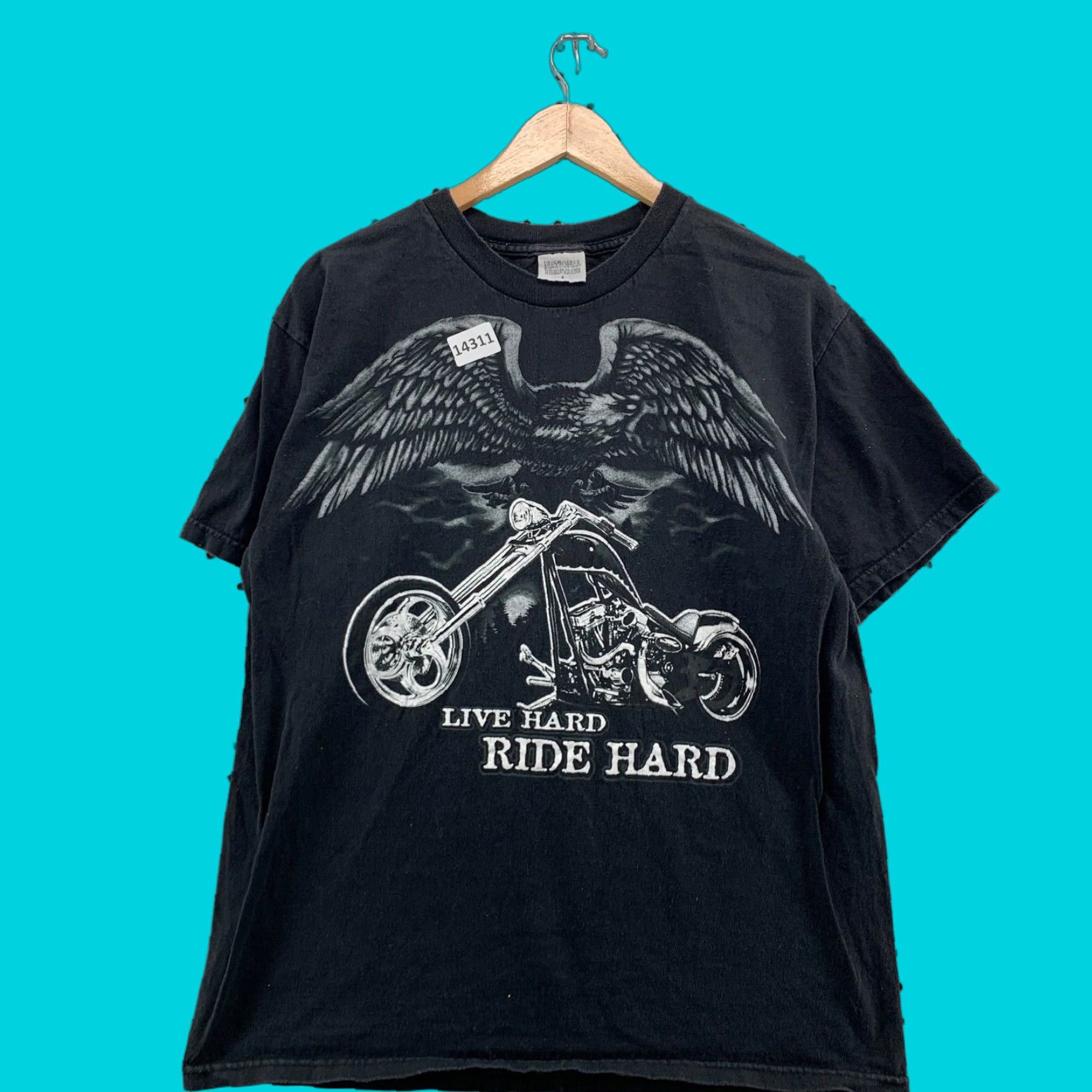Vintage VINTAGE National Heritage Eagle Motorcycle Live Hard Ride Hard Black Short Sleeve Shirt Size US L / EU 52-54 / 3 - 1 Thumbnail