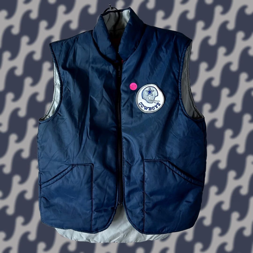Sears VINTAGE Sears Dallas Cowboys NFL Boys Large Blue Puffer Vest Zip Up Nylon 1980s Sportswear Mens/ Boys Size US L / EU 52-54 / 3 - 1 Thumbnail