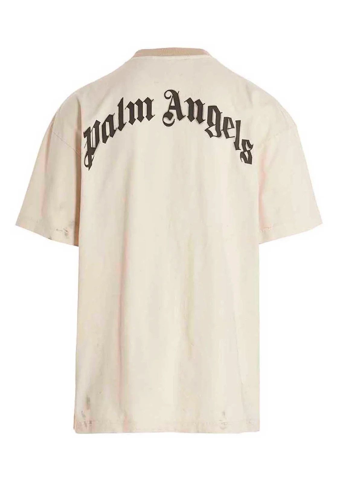 Palm Angels o1y0325 Logo Crewneck T-Shirt in Beige Size US XXL / EU 58 / 5 - 2 Thumbnail