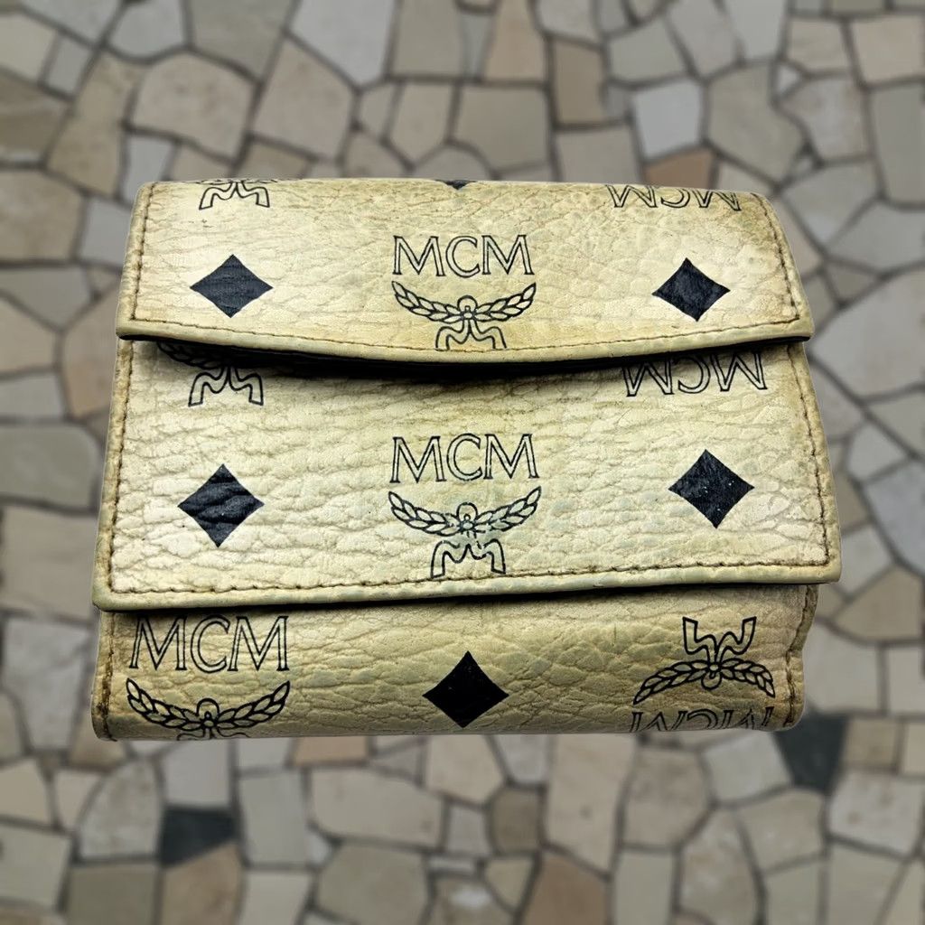 MCM MCM Logo Visetos Leather Folding Snap Wallet Women's Size ONE SIZE - 1 Thumbnail