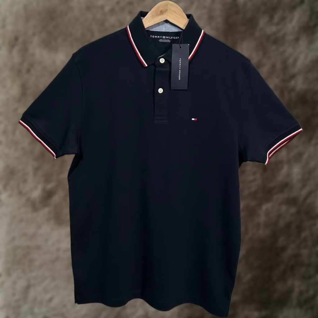 Tommy Hilfiger Tommy Hilfiger Polo Shirt Men's Cotton Desert Sky Short Sleeve Casual Golf 100% Cotton Silk Screen Logo Regular Fit M Size US M / EU 48-50 / 2 - 1 Thumbnail