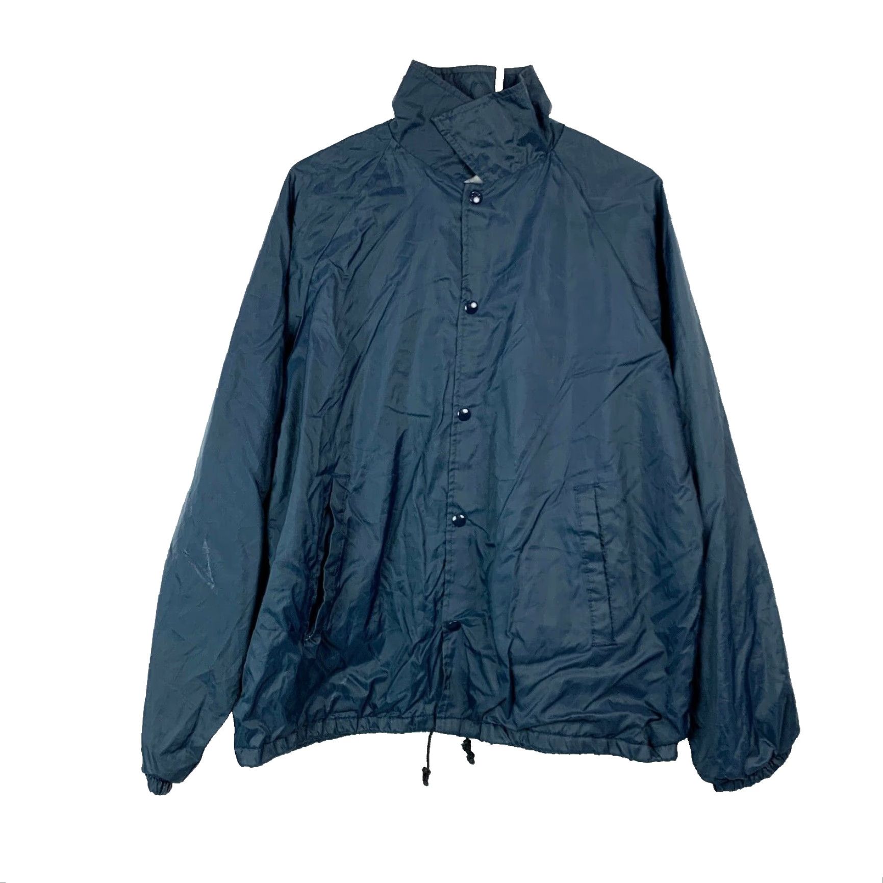 Athletic Works VINTAGE Athletic Works Jacket Blue 80s Nylon Snap Coaches Drawstring Large Mens Size US L / EU 52-54 / 3 - 2 Thumbnail