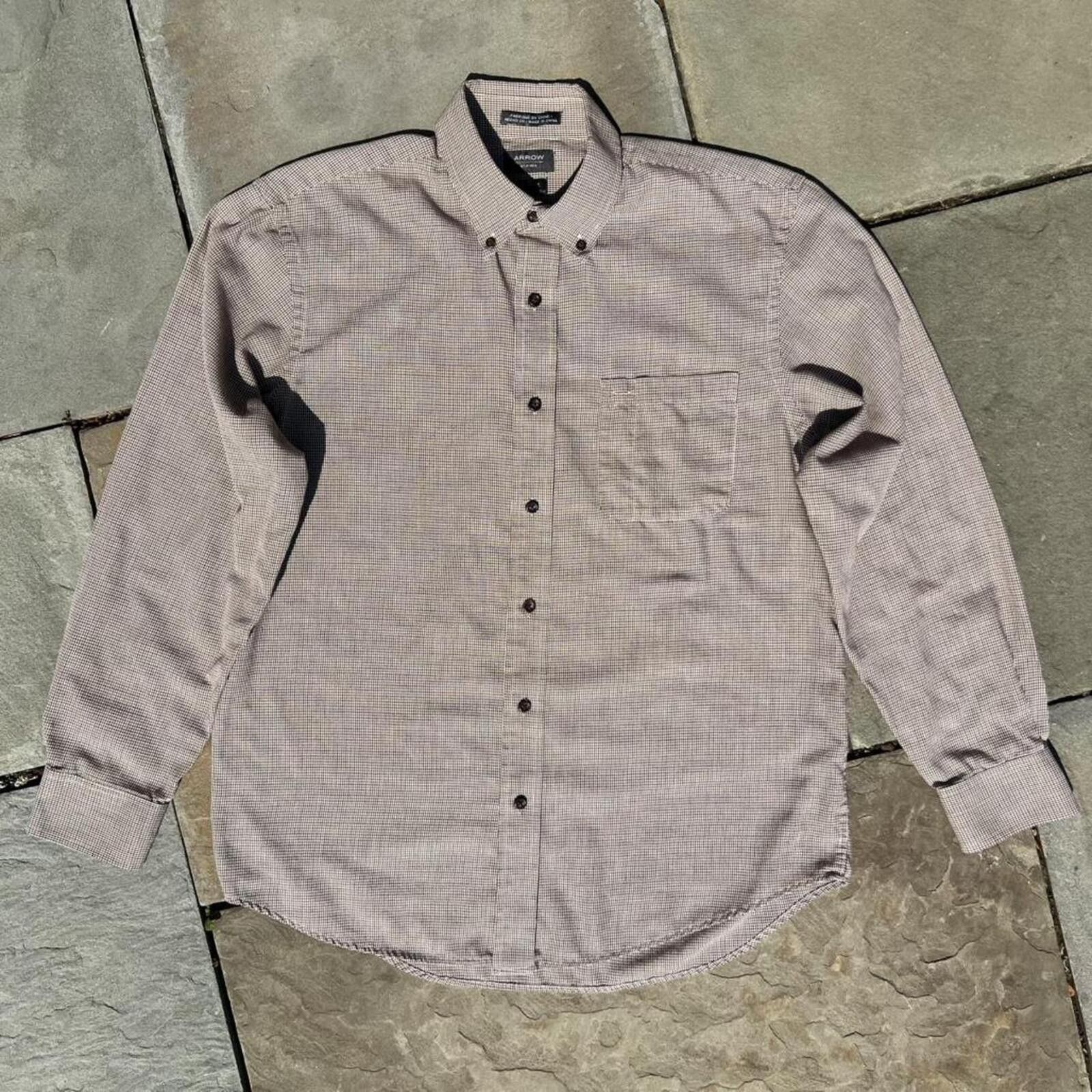Arrow Neo-Vintage Y2K Tan/Brown Houndstooth Plaid Work Shirt Size US M / EU 48-50 / 2 - 1 Thumbnail