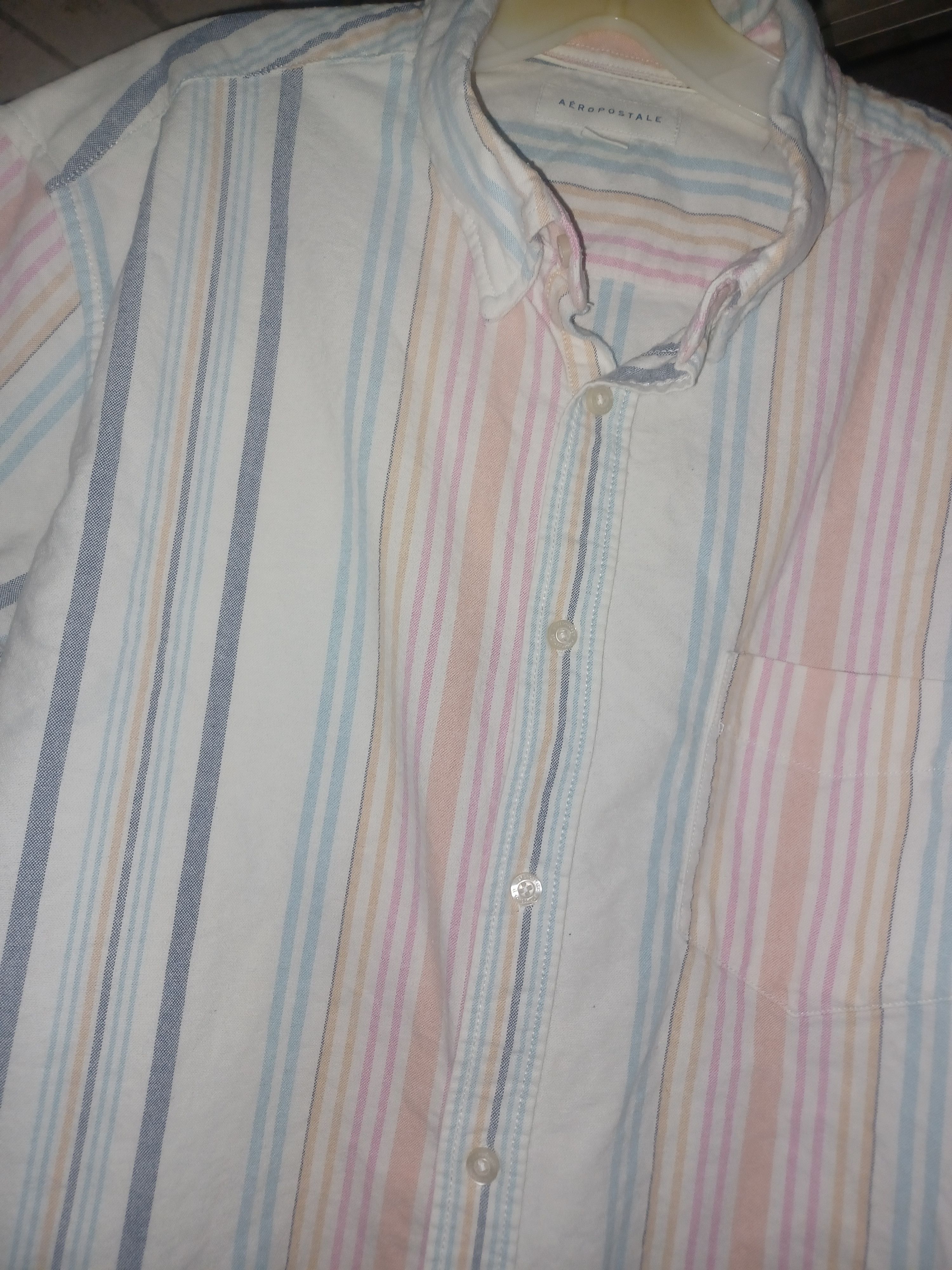 Aeropostale Aeropostale Men's Button-Up Shirt XL Pastel Stripes Size US XL / EU 56 / 4 - 4 Thumbnail