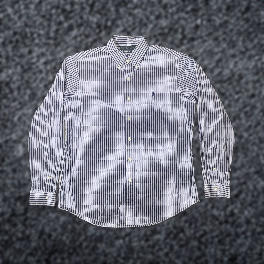 Ralph Lauren Ralph Lauren Custom fit Shirt Mens Large Blue Striped Button Up Long Sleeve Size US L / EU 52-54 / 3 - 1 Thumbnail