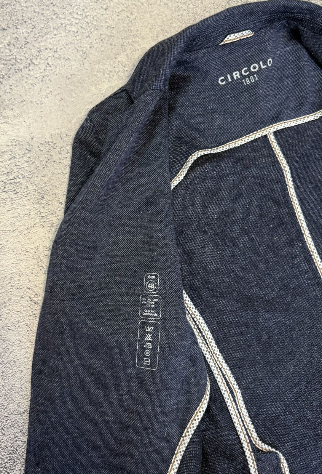 Circolo 1901 Circolo 1911 Men Linen Cotton Blazer EU48 Navy Slim Jacket Size 38R - 10 Thumbnail