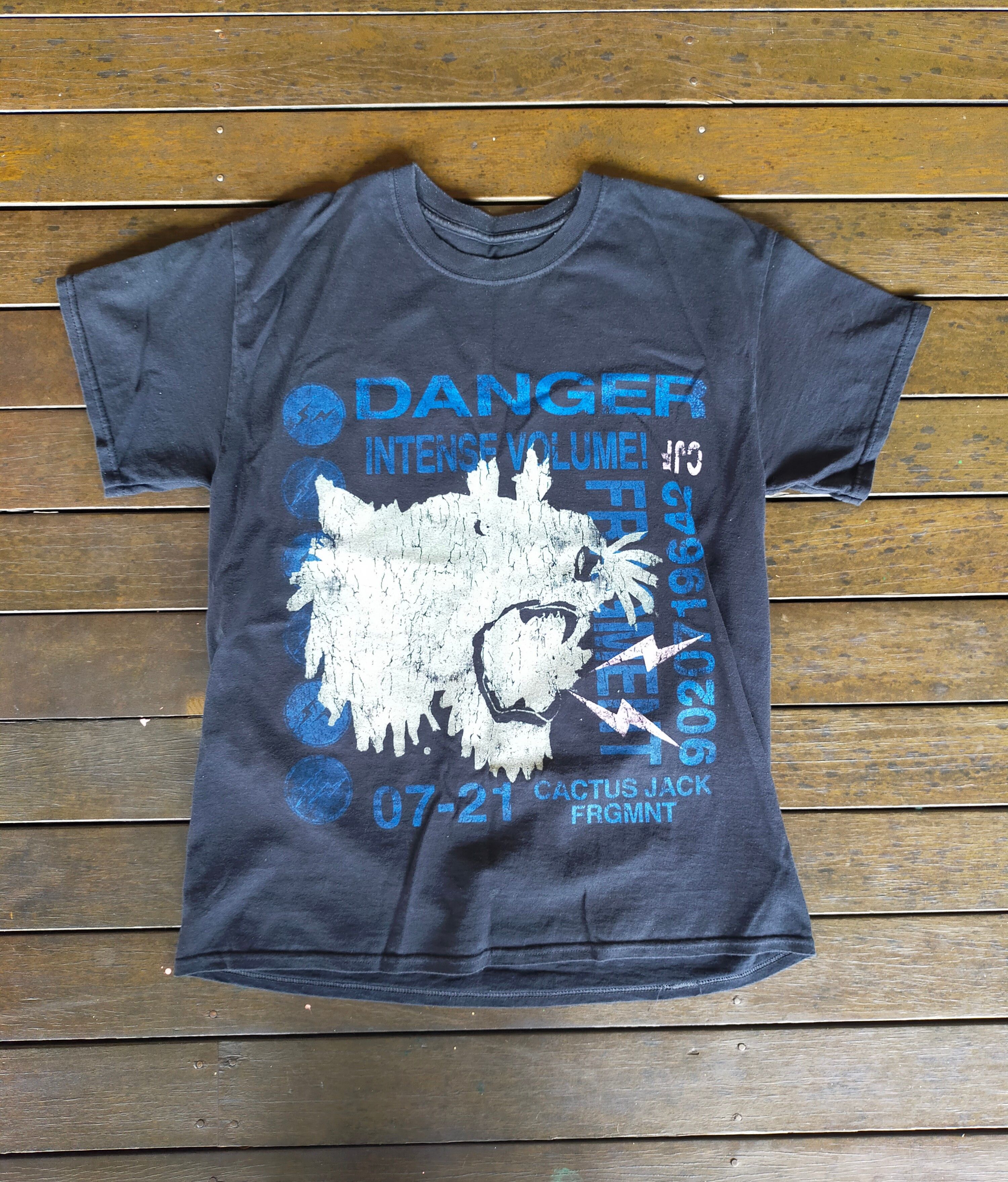 image of Fragment Design x Travis Scott Cactus Jack For Fragment Danger Tee Shirt in Black (Size Medium)