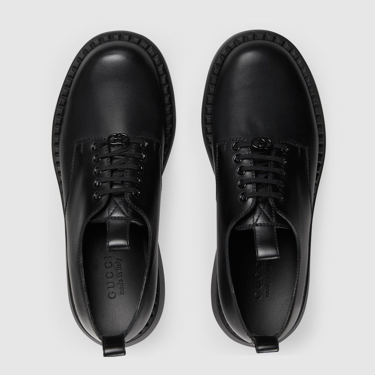 Gucci o1s1wg110225 Men's Interlocking G Lace-Up Shoes in Black Size US 6.5 / EU 39-40 - 5 Thumbnail