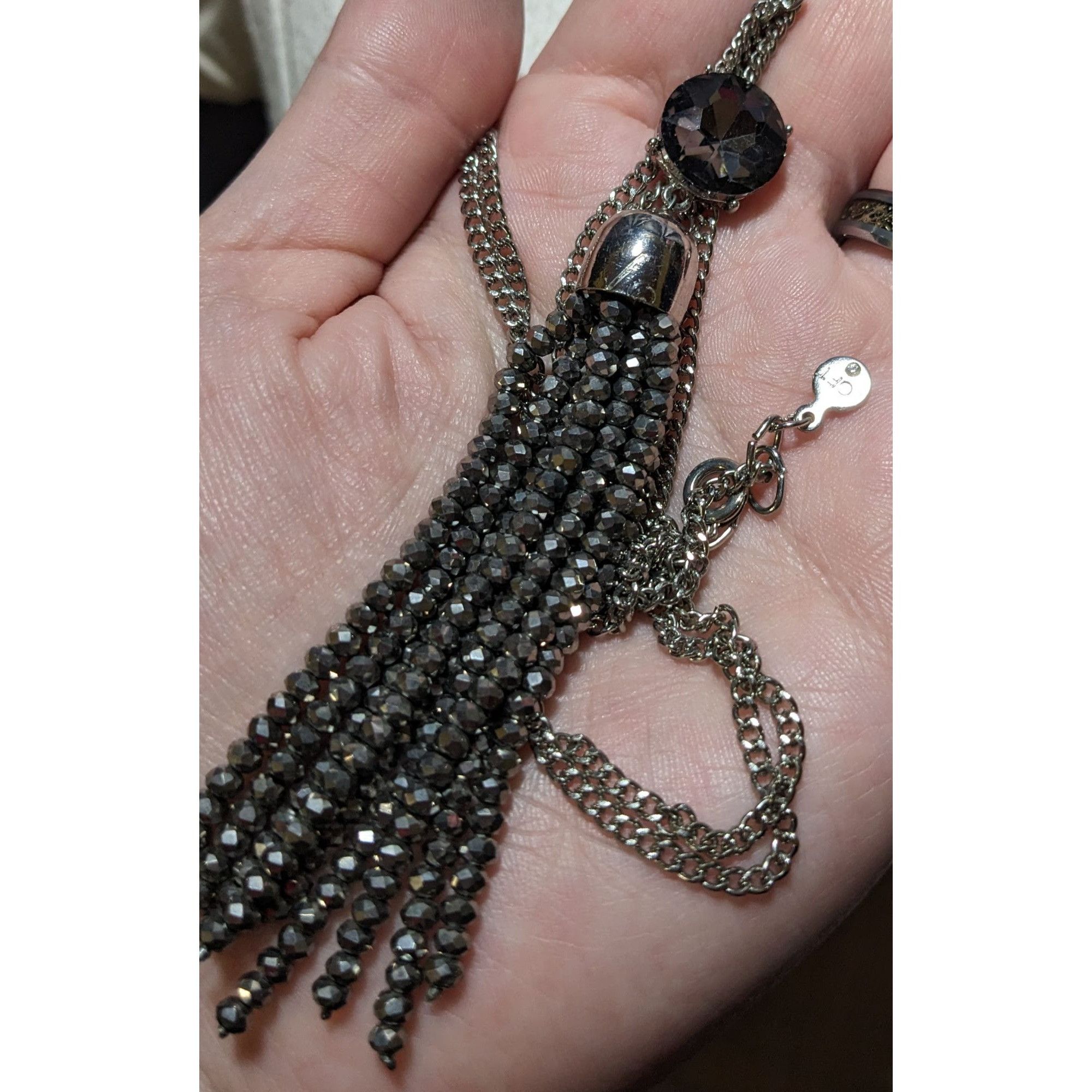Loft Preppy Glam Silver Sparkle Loft Tassel Necklace Size ONE SIZE - 6 Thumbnail