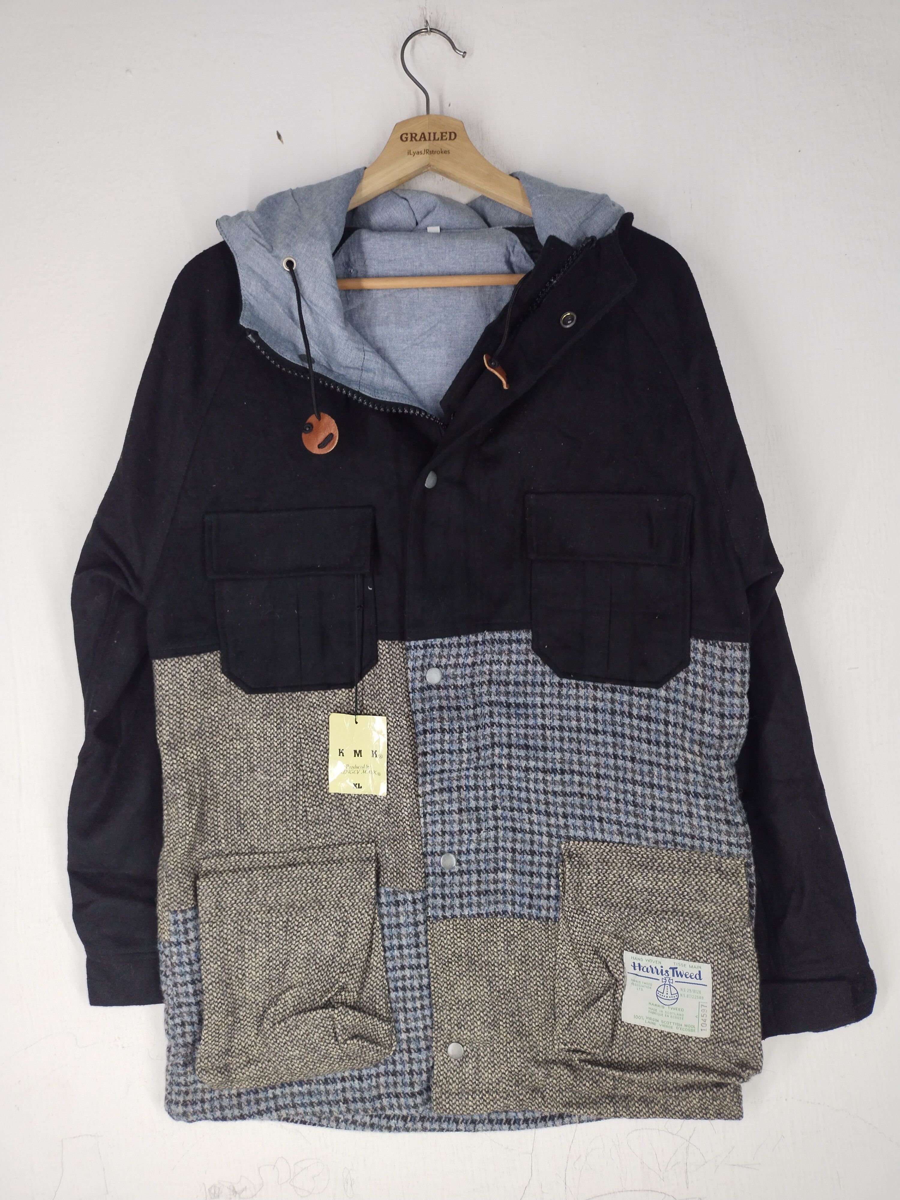 Harris Tweed × Vintage Harris Tweed KMK Pure New Wool Hoodie Jacket Size US M / EU 48-50 / 2 - 2 Thumbnail