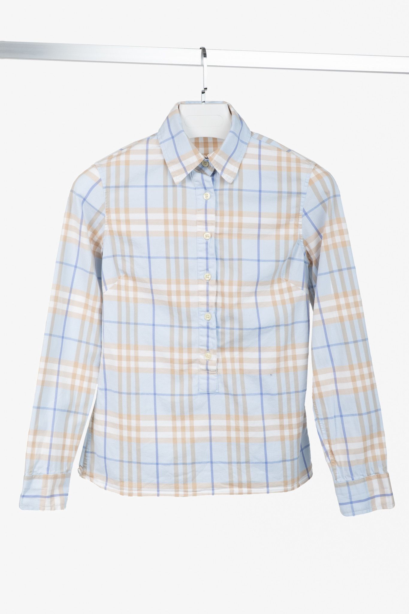 Burberry Burberry Blue Check Cotton Buttoned Shirt Size XS / US 0-2 / IT 36-38 - 1 Thumbnail