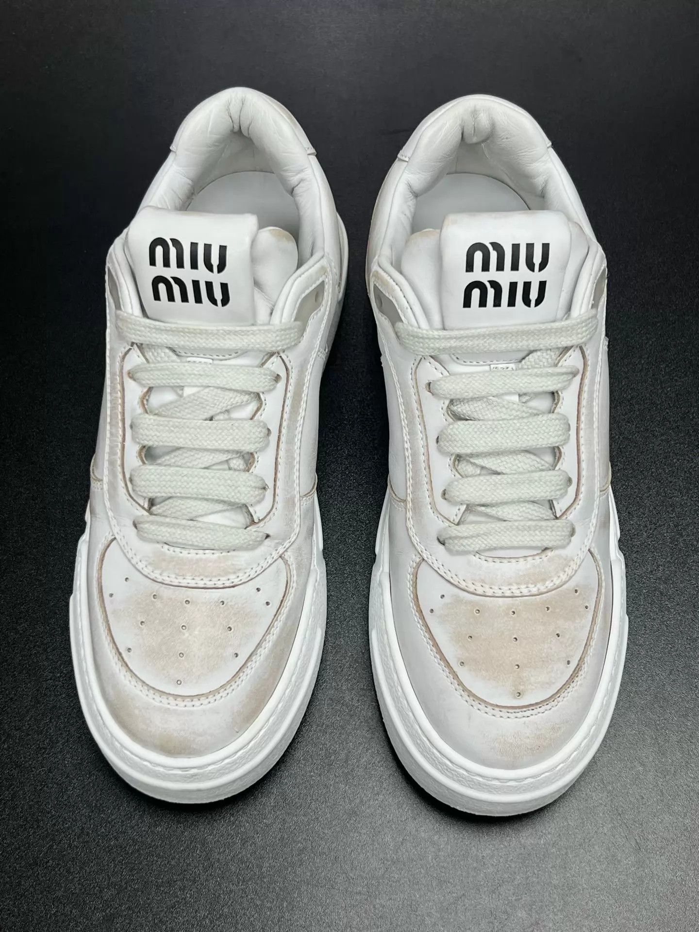 Miu Miu MIU MIU vintage low-top sneaker women's white 37.5 Size US 7 / IT 37 - 3 Thumbnail