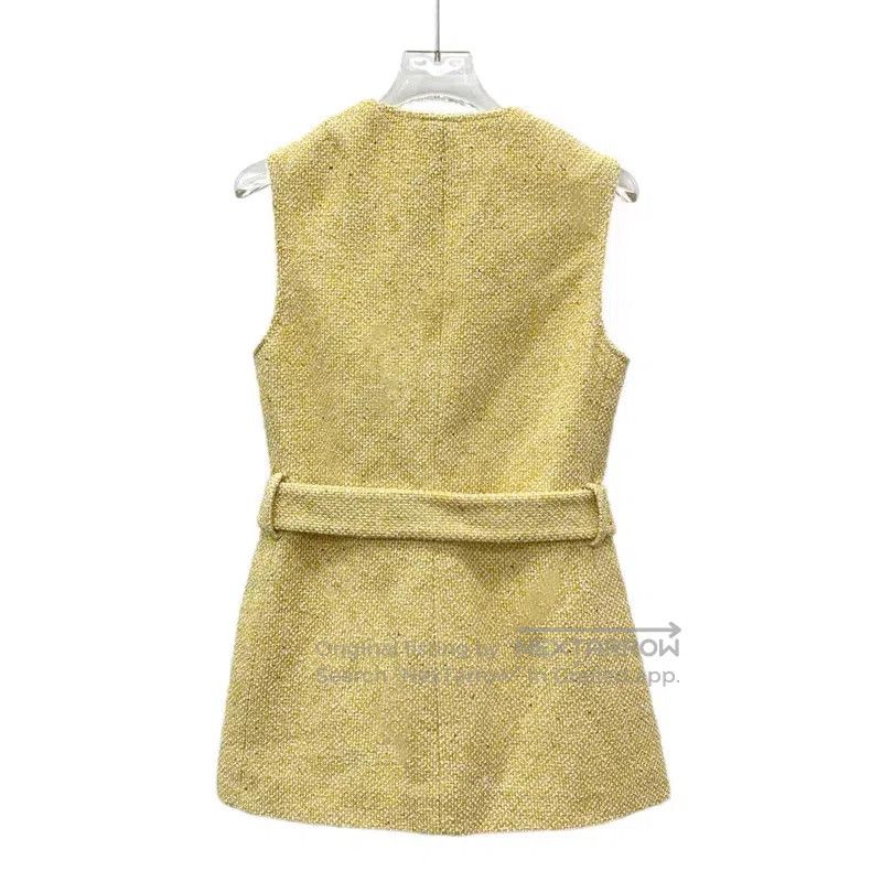 Gucci Gucci Yellow wool tweed belt sleeveless vest jacket Size XS / US 0-2 / IT 36-38 - 2 Thumbnail