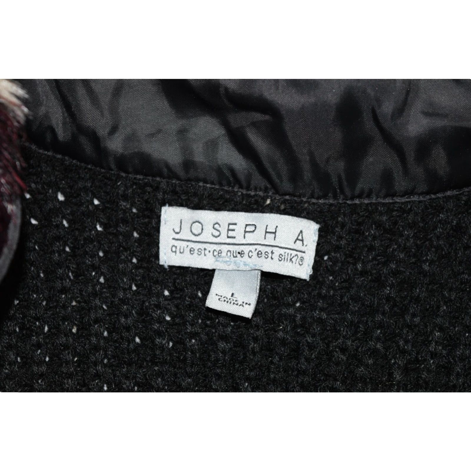 Vintage JOSEPH A WOMENS VEST SZ L OPEN FRONT FAUX FUR WINE CHEVRON LARGE SILK CARDIGAN Size L / US 10 / IT 46 - 4 Thumbnail