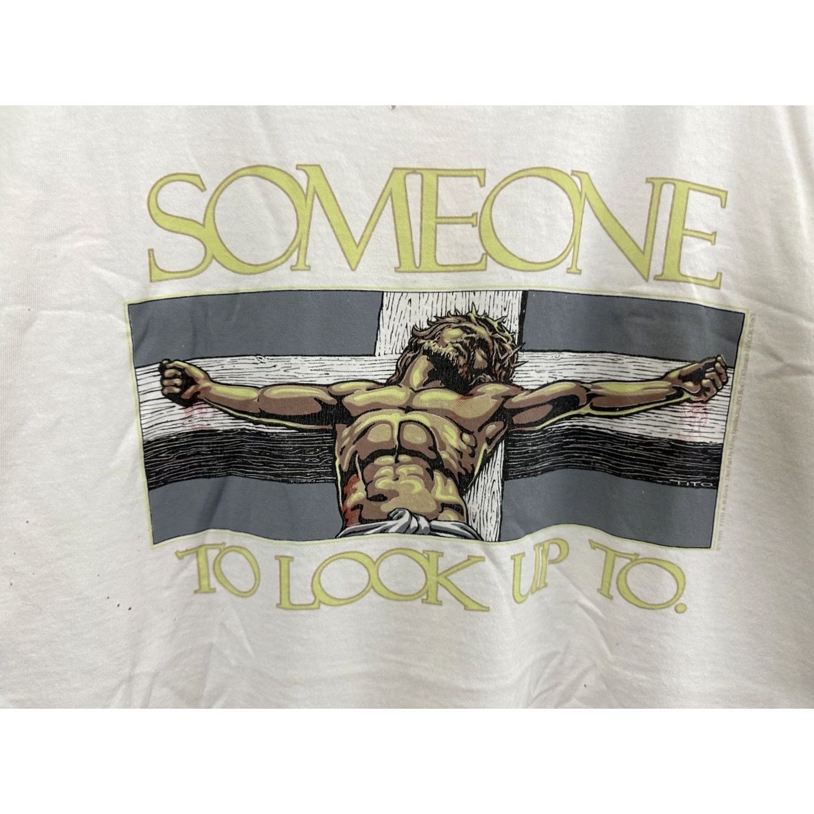 Jerzees VTG Jesus Christian Dying Cross Son Is Lifted T-Shirt XL Men White Jerzees Shirt Size US XL / EU 56 / 4 - 4 Thumbnail