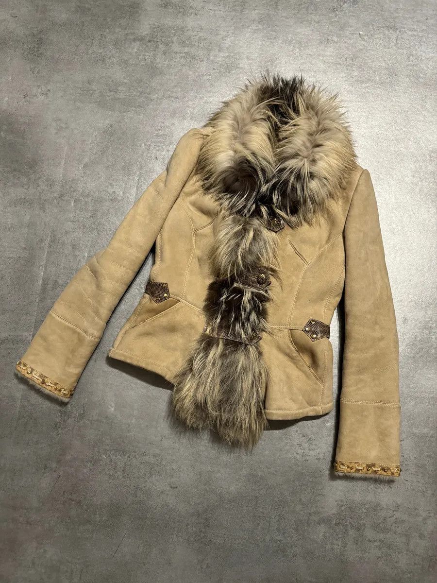 Roberto Cavalli FW2006 Roberto Cavalli Beige Fur & Silk Leather Creamy Royal Jacket Size S / US 4 / IT 40 - 2 Thumbnail