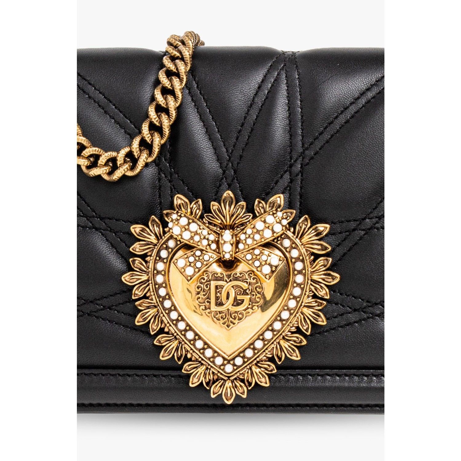 Dolce & Gabbana DOLCE&GABBANA Devotion Medium Black Leather Shoulder Bag New Size ONE SIZE - 5 Thumbnail