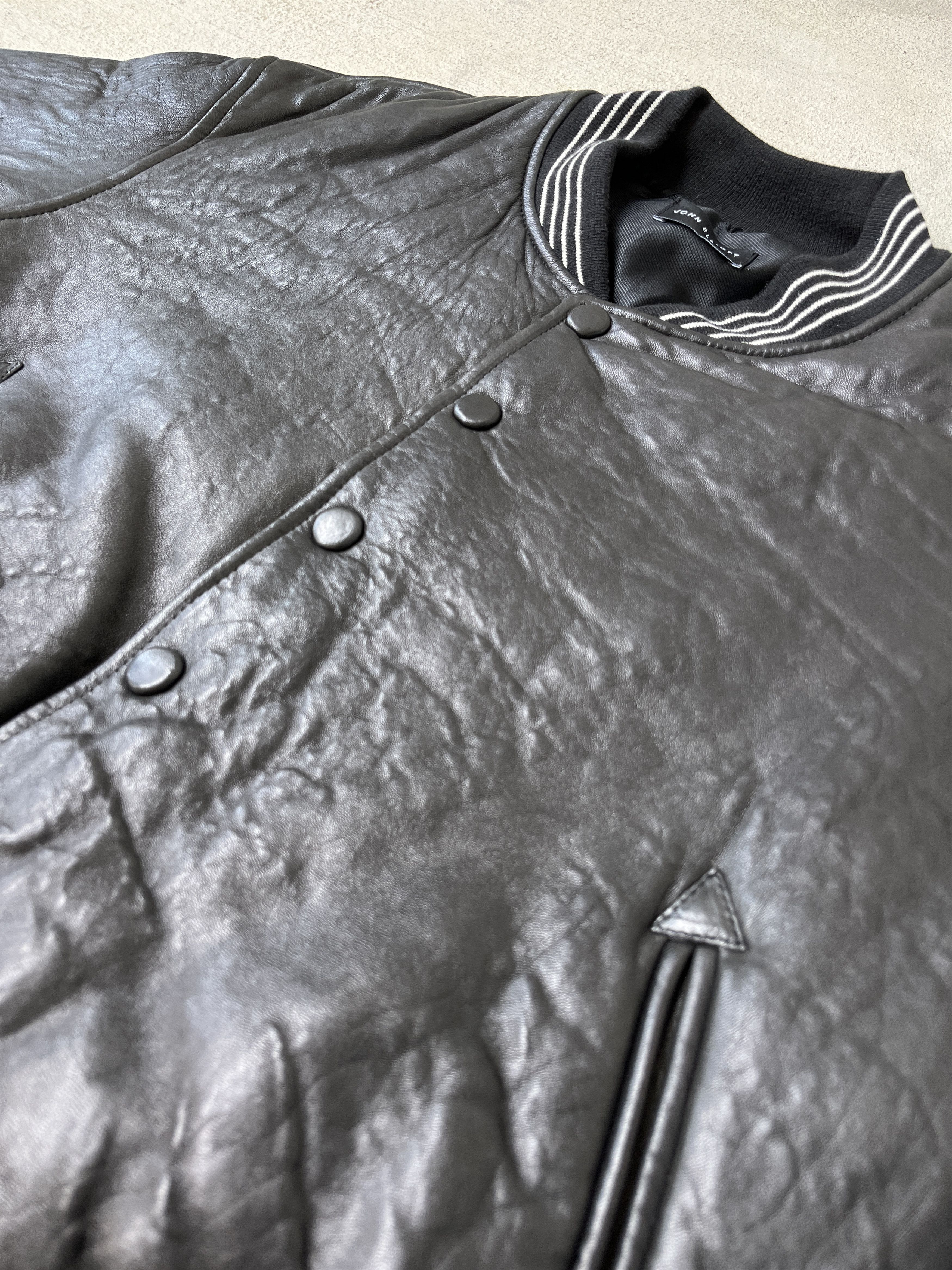 John Elliott John Elliott Leather Cropped Stadium Jacket Size XL / US 12-14 / IT 48-50 - 2 Thumbnail