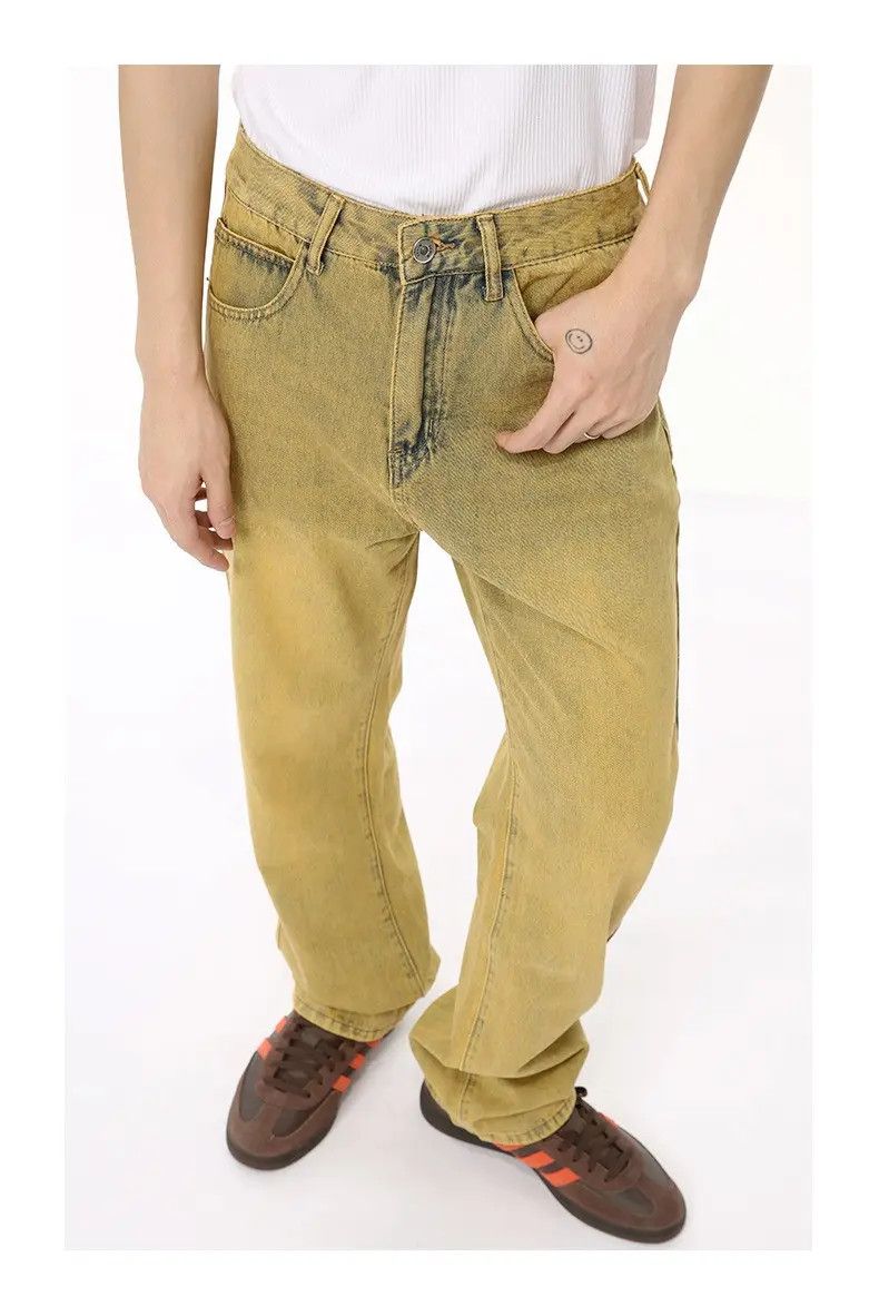 Japanese Brand × Jean Yellow Wide Leg Denim Jeans Size US 32 / EU 48 - 1 Thumbnail