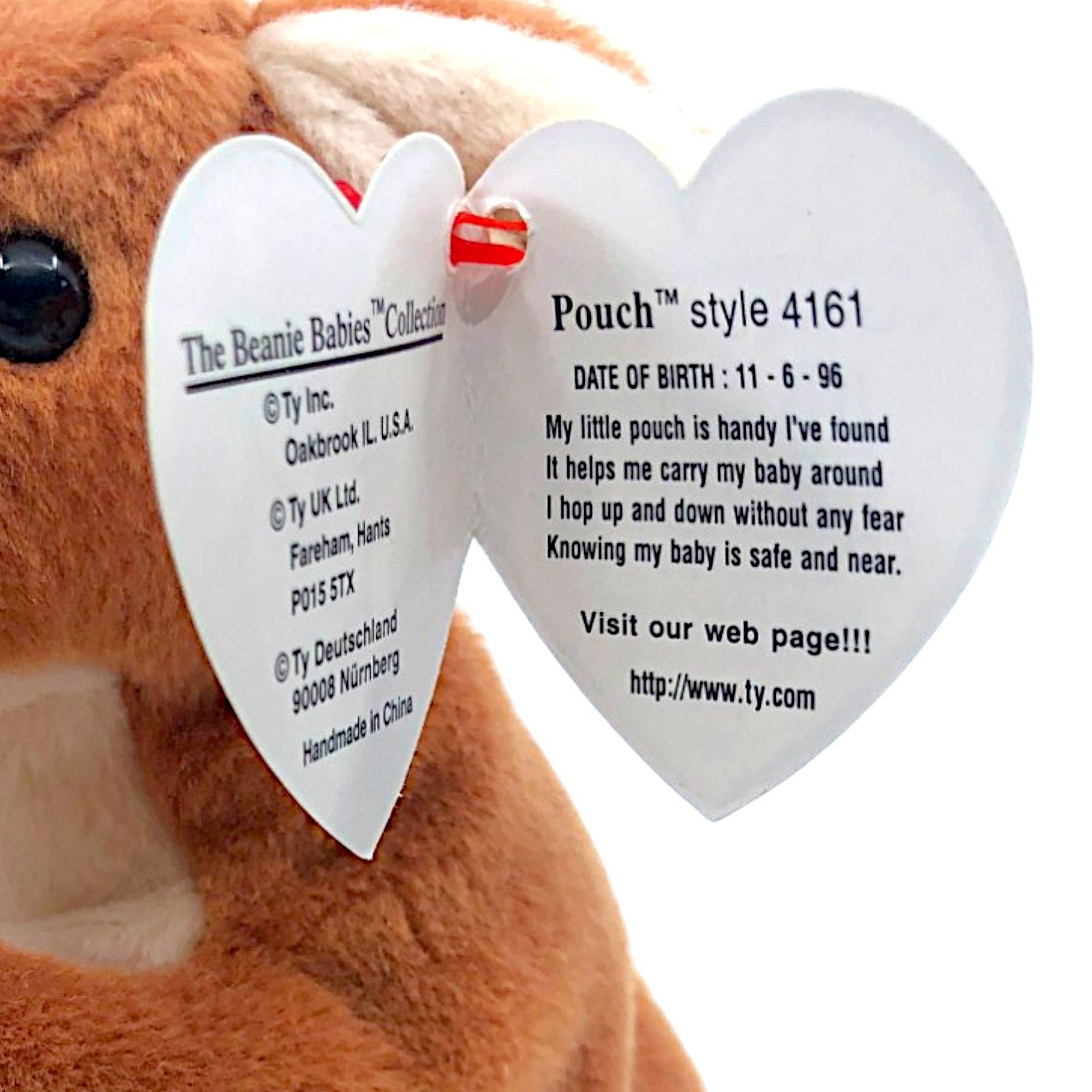 Vintage Ty Beanie Baby 1996 - Pouch the Kangaroo 4161 Size ONE SIZE - 3 Thumbnail