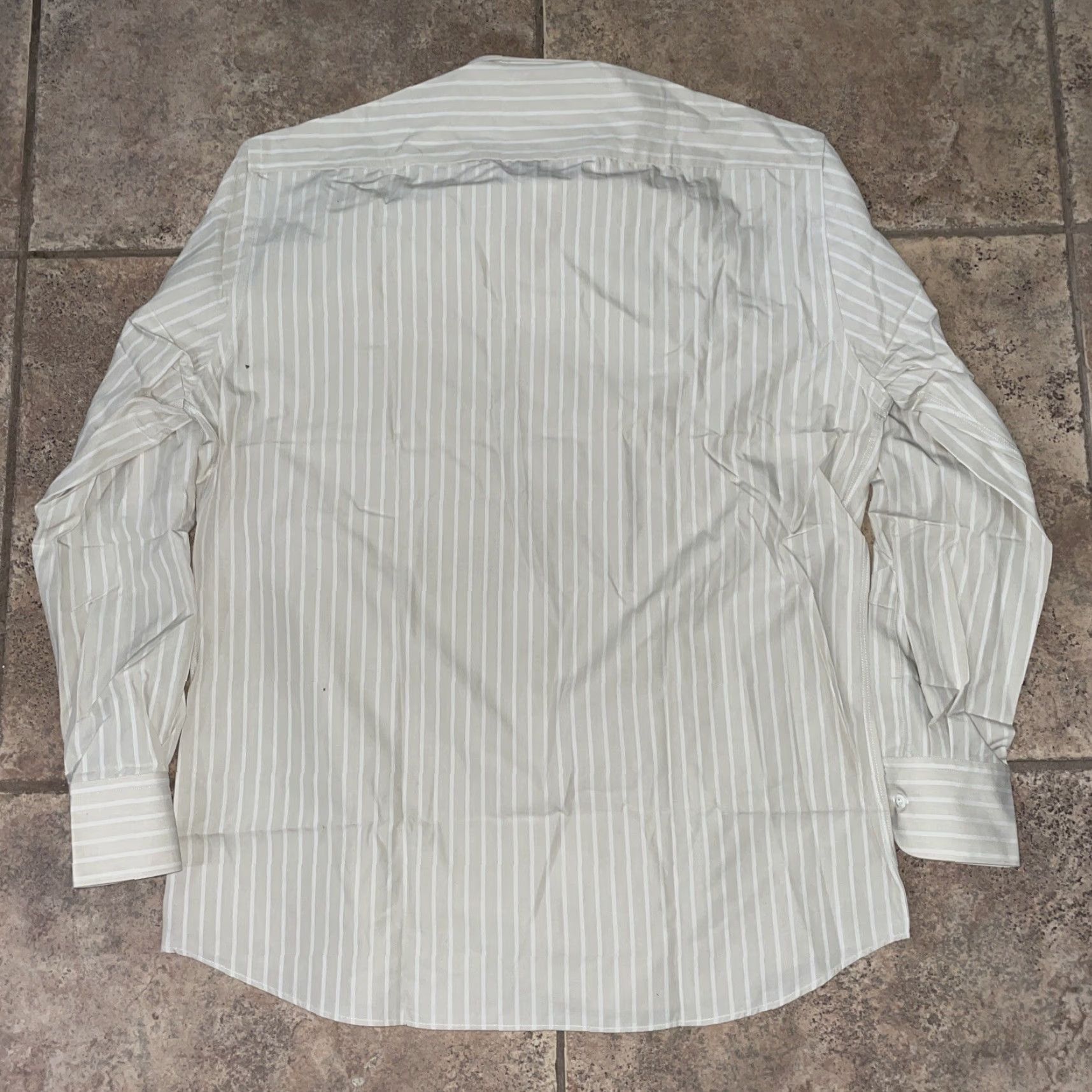 Hugo Boss HUGO BOSS Beige Striped Shirt Mens XL Long Sleeve Button-Up (Regular) Size US XL / EU 56 / 4 - 4 Thumbnail