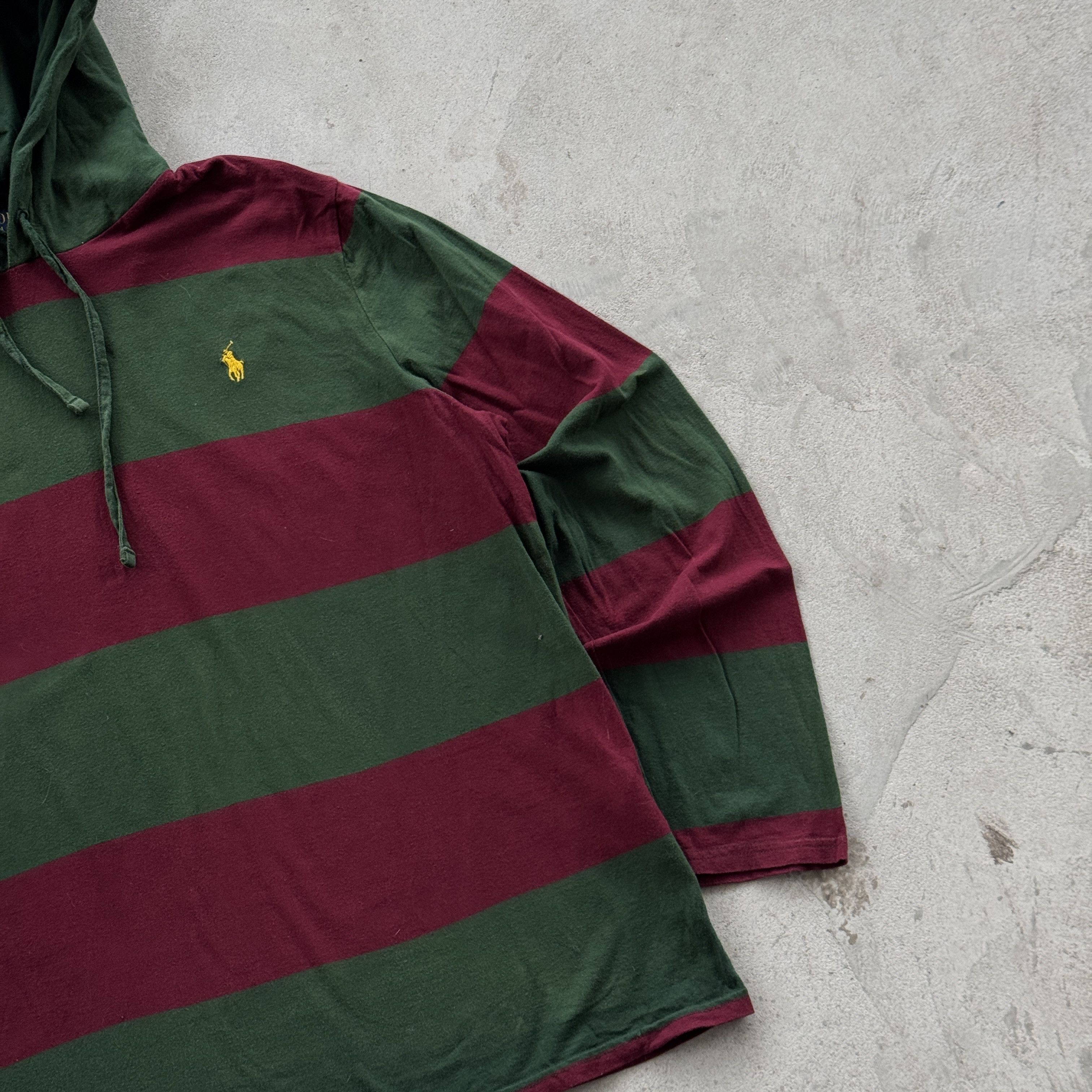 Polo Ralph Lauren Vintage 90s Polo Ralph Lauren Striped Hooded Sweatshirt Size US L / EU 52-54 / 3 - 2 Thumbnail