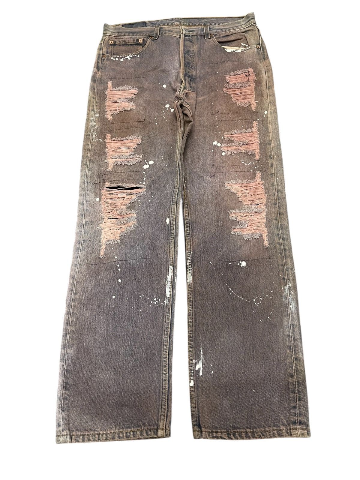 Levi's Vintage Clothing 90s LEVIS 501xx DISTRESSED JEANS SPLASHED PAINT RARE Size US 31 - 1 Thumbnail