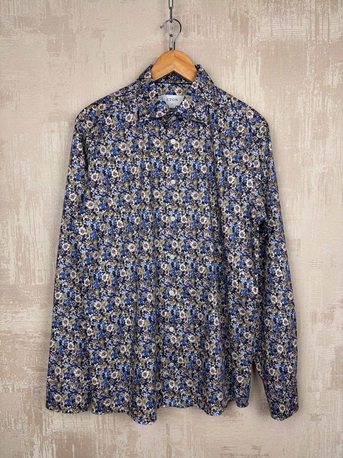 Eton Eton Floral Long Sleeve Dress Shirt Sz L (41 / 16) Slim Fit Size US L / EU 52-54 / 3 - 3 Thumbnail