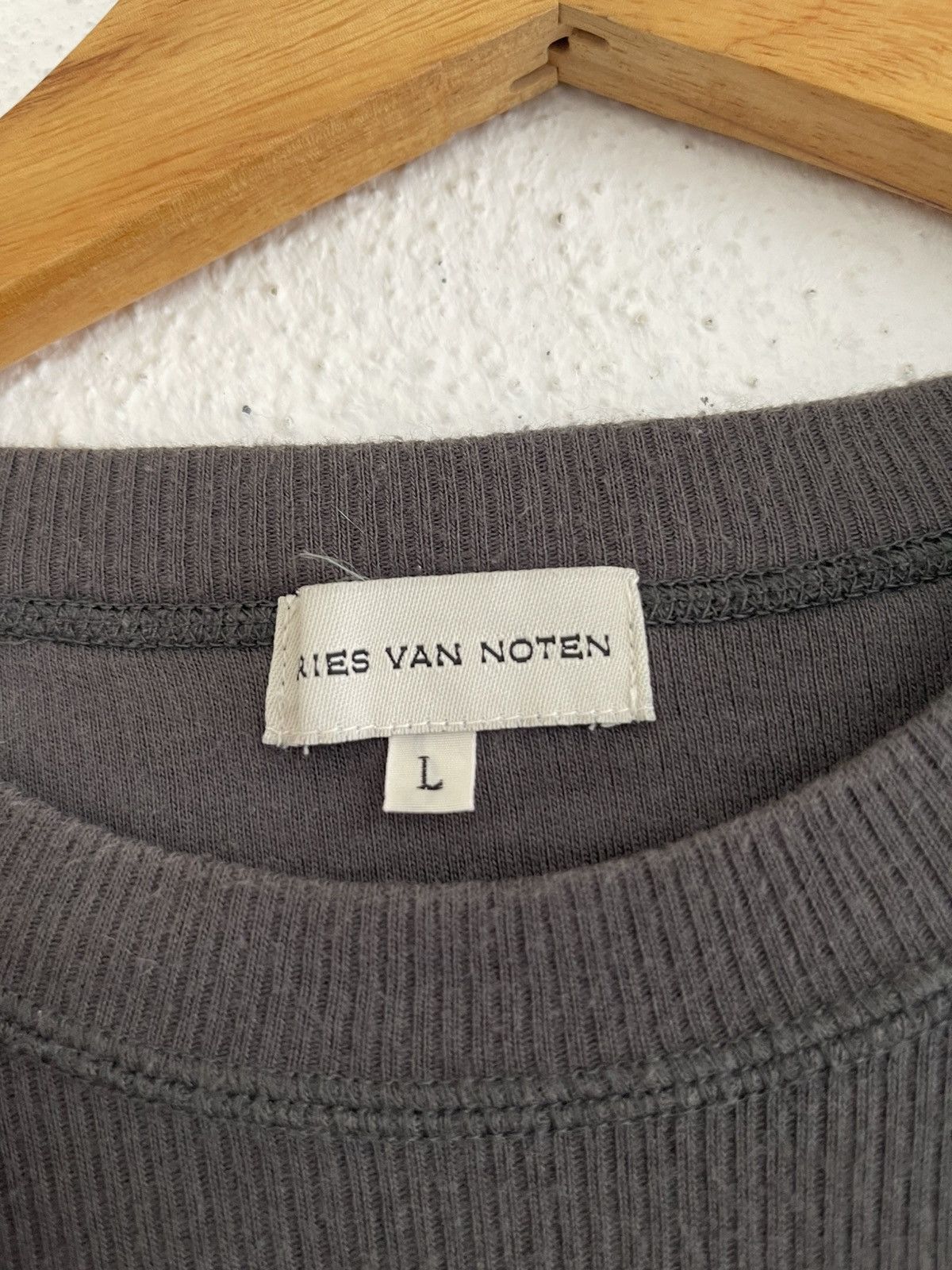 Dries Van Noten Dries Van Noten Ribbed Cotton Gray T Shirt Size US L / EU 52-54 / 3 - 4 Thumbnail