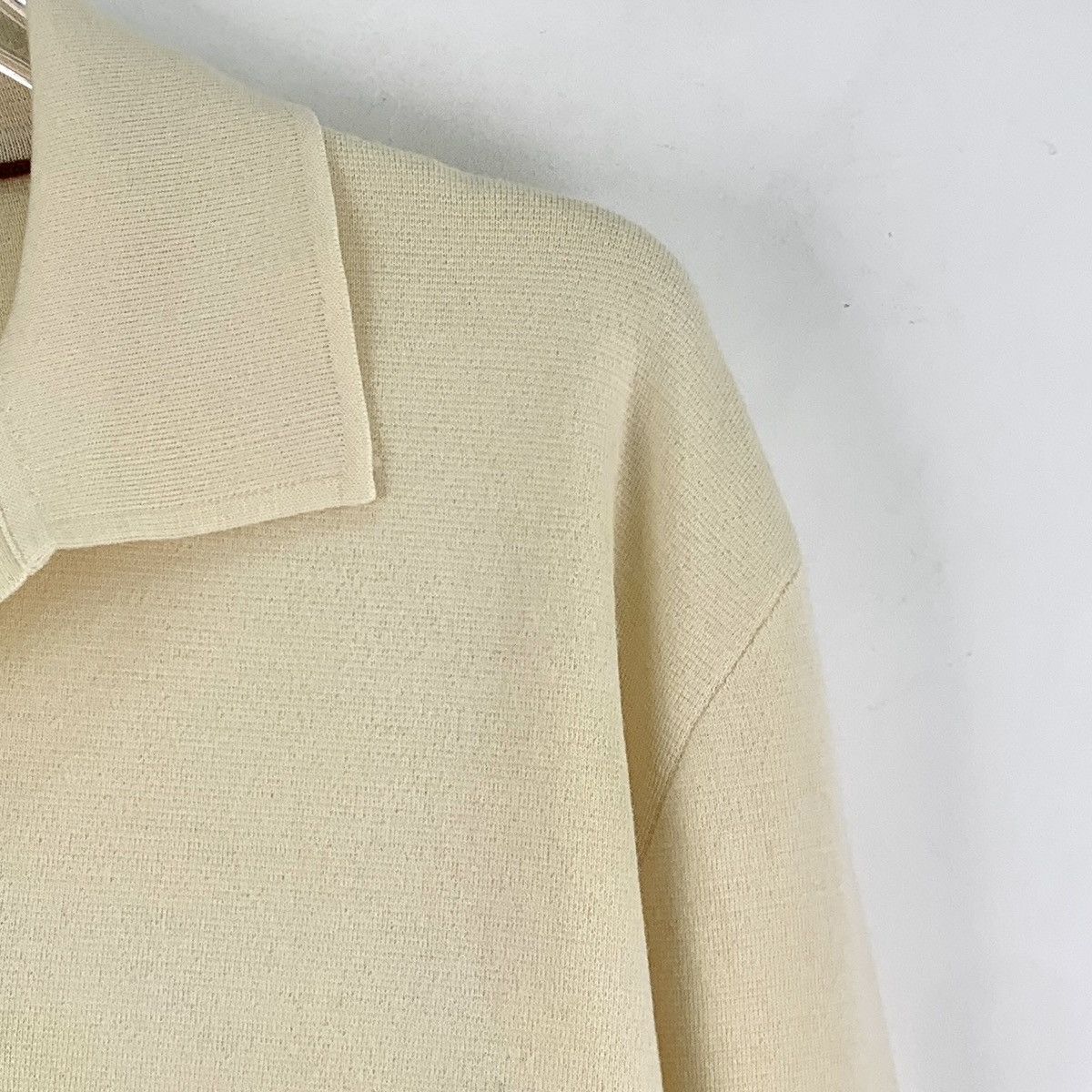 Loro Piana Loro Piana Beige Wool Lapel Long Sleeve Knit Sweater K26WX Size US L / EU 52-54 / 3 - 3 Thumbnail