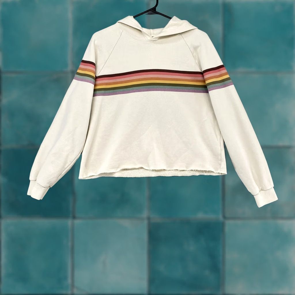 Marine Layer Marine Layer Womens Hoodie Small Rainbow Stripe Fleece Pullover Cozy Boxy Crop Size S / US 4 / IT 40 - 1 Thumbnail