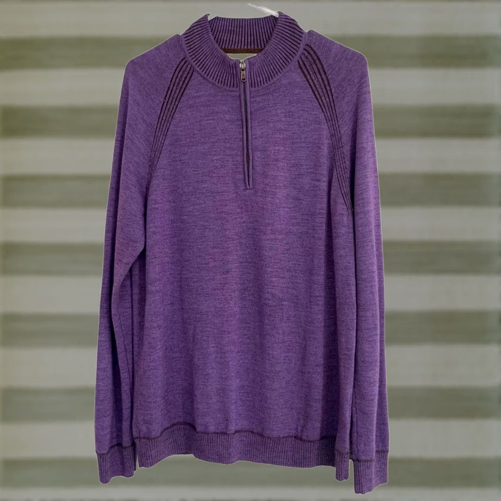 Robert Graham Robert Graham Sweater Men's Size Large PURPLE 100% Wool 1/4 Zip NICE Size US L / EU 52-54 / 3 - 1 Thumbnail
