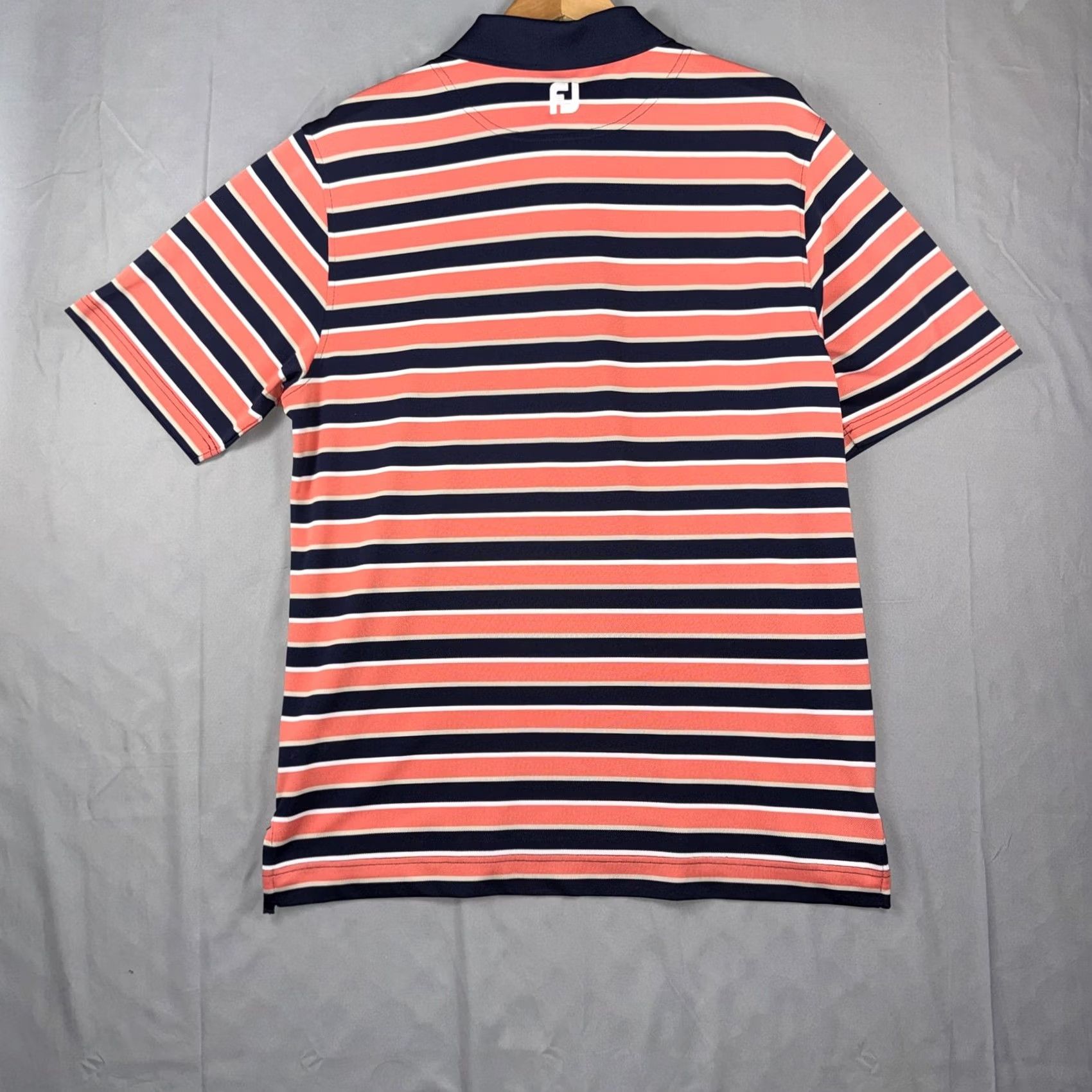 Footjoy FootJoy Polo Shirt Golf Athletic Fit Performance Mens Large Blue Stripe Size US L / EU 52-54 / 3 - 2 Thumbnail