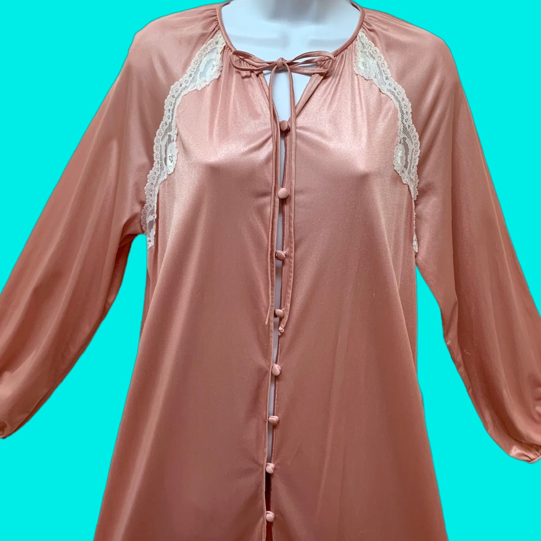 Etro VINTAGE Retro Silky Satin Nylon Lace Robe Dressing Gown Union Made in USA G's Size M Pink Womens Size S / US 4 / IT 40 - 1 Thumbnail