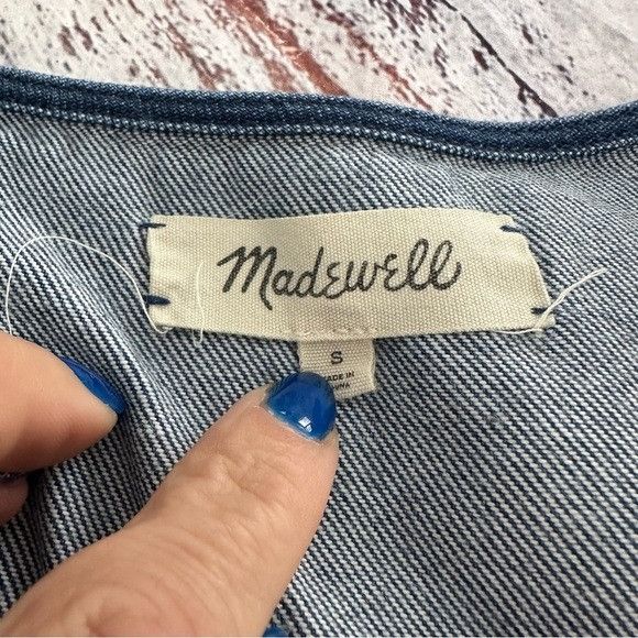 Madewell Madewell Indigo Denim Ruffle Blouse Top Size S / US 4 / IT 40 - 5 Thumbnail