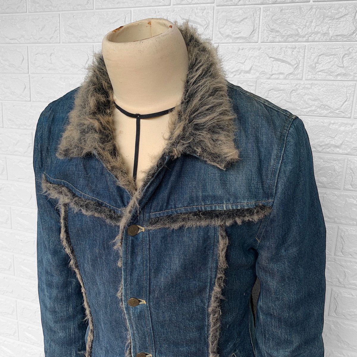 Backbone VINTAGE BACKBONE JAPAN FAUX FUR TRIM BLUE DENIM JACKET Size M / US 6-8 / IT 42-44 - 6 Thumbnail