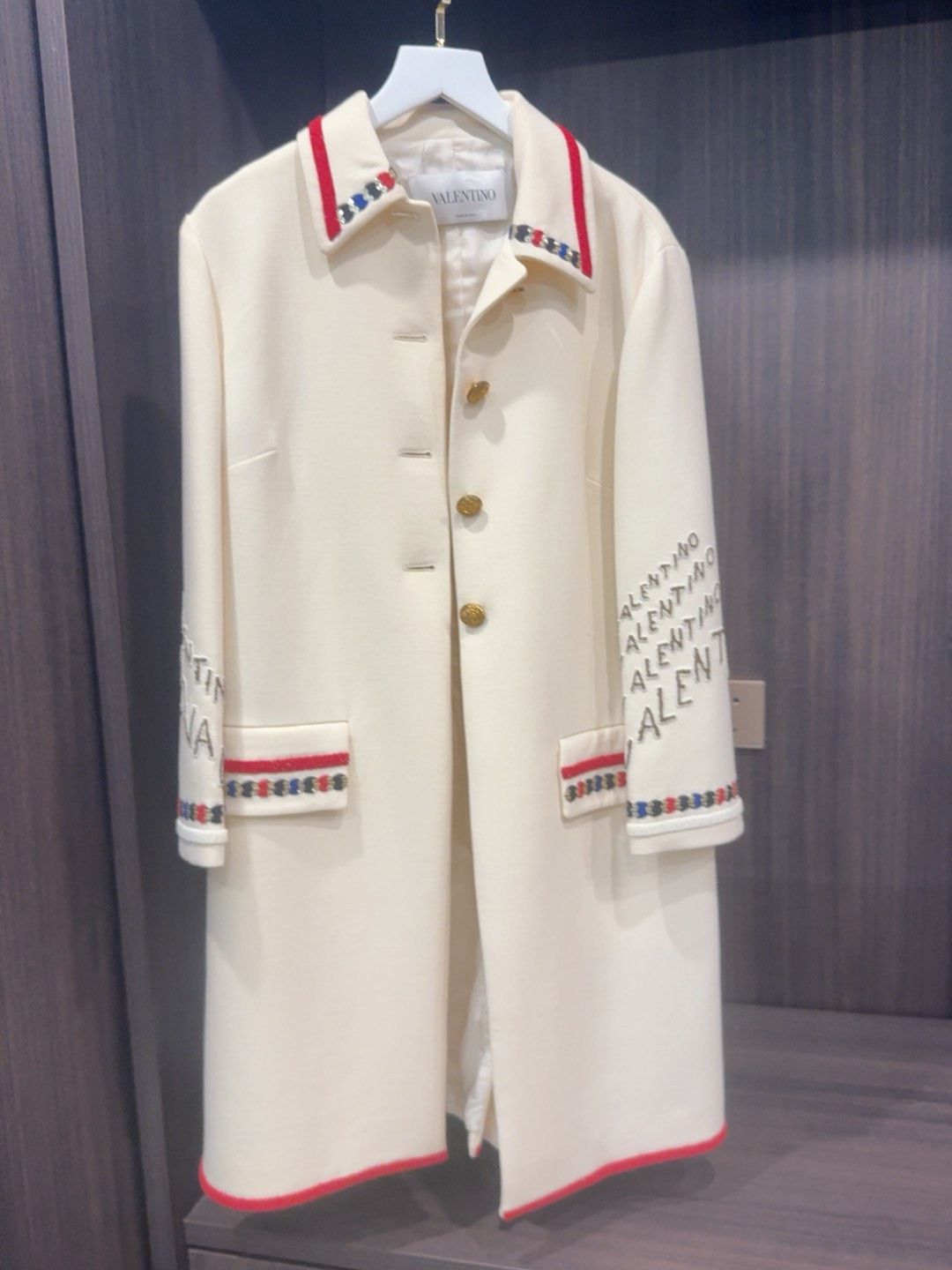 Valentino Valentino Cream Embroidered Slim Coat Size S / US 4 / IT 40 - 1 Thumbnail