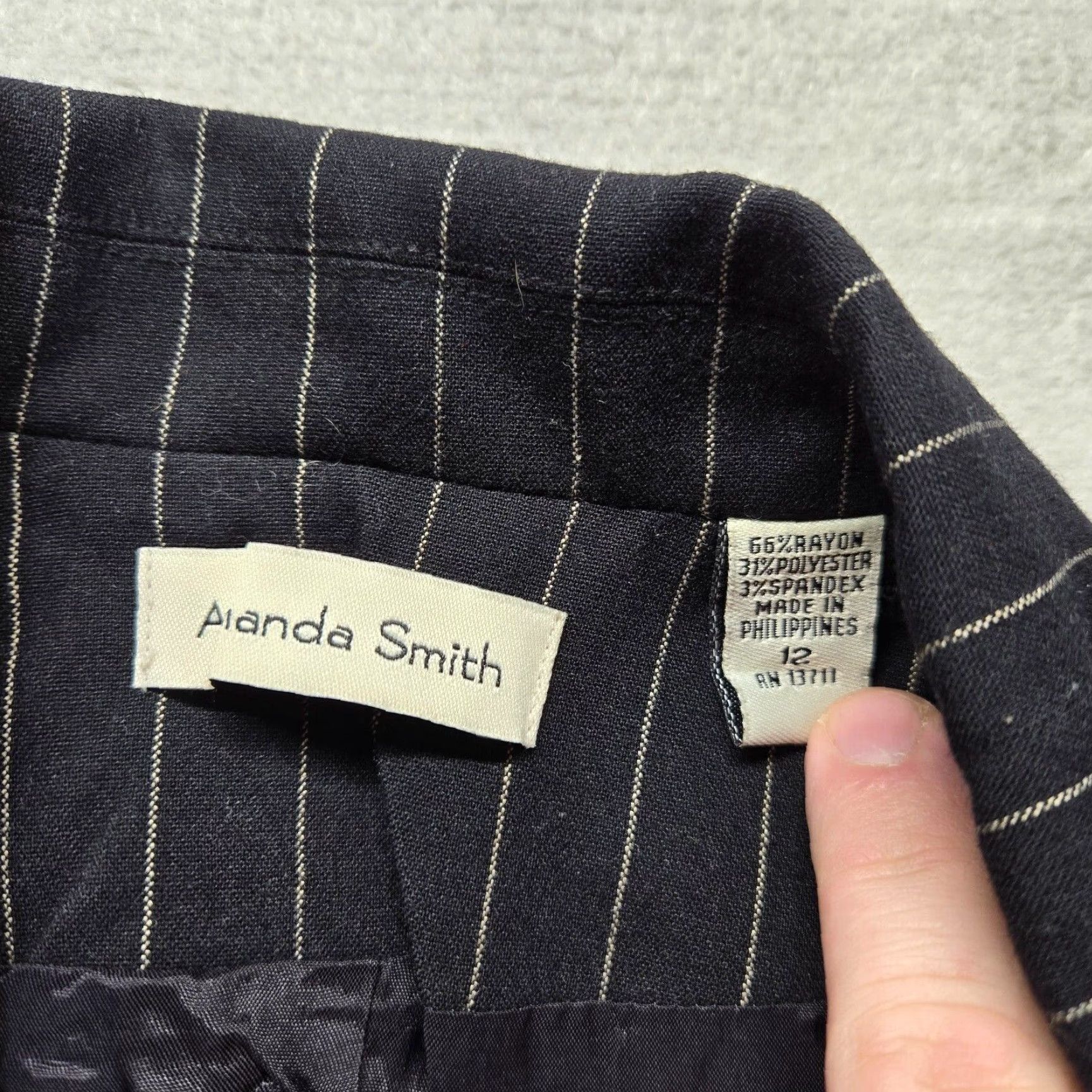 Vintage Amanda Smith Blazer Jacket Striped Adult Women's Size 12 Black Lined Polyester Size XL / US 12-14 / IT 48-50 - 3 Thumbnail