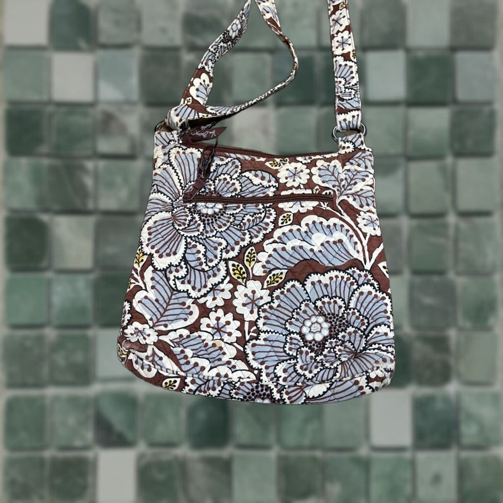 Vera Bradley Vera Bradley Purse Brown Floral Colorful Pattern Large Exterior Brown Purse Size ONE SIZE - 1 Thumbnail