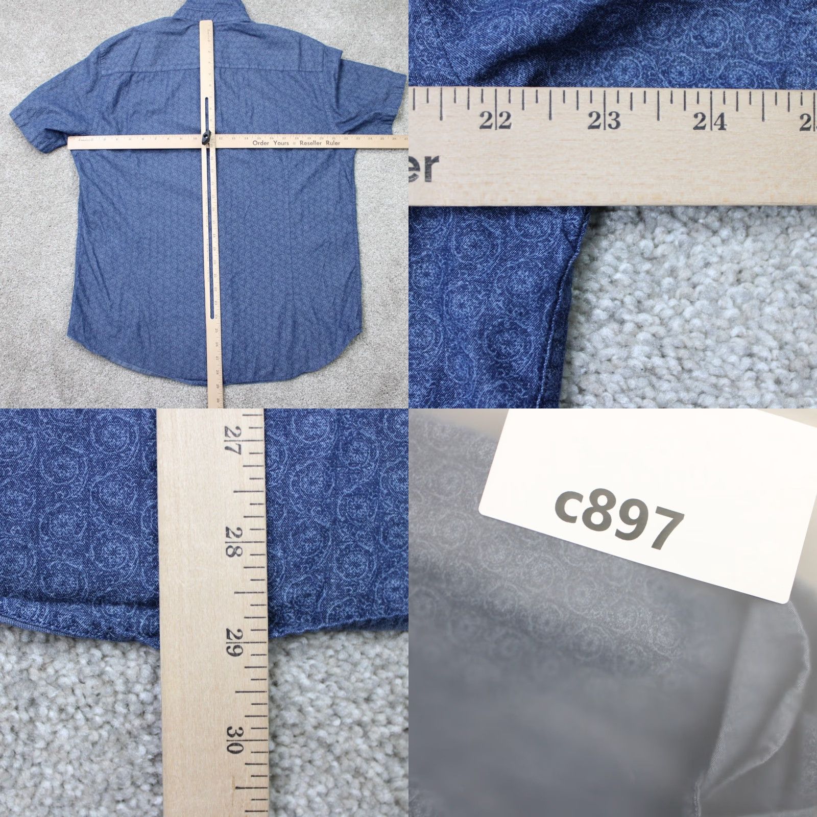 BUGATCHI Bugatchi Shirt Mens Large Blue Short Sleeve Button-Up Cotton Linen Shaped Fit Casual Business Size US L / EU 52-54 / 3 - 8 Thumbnail