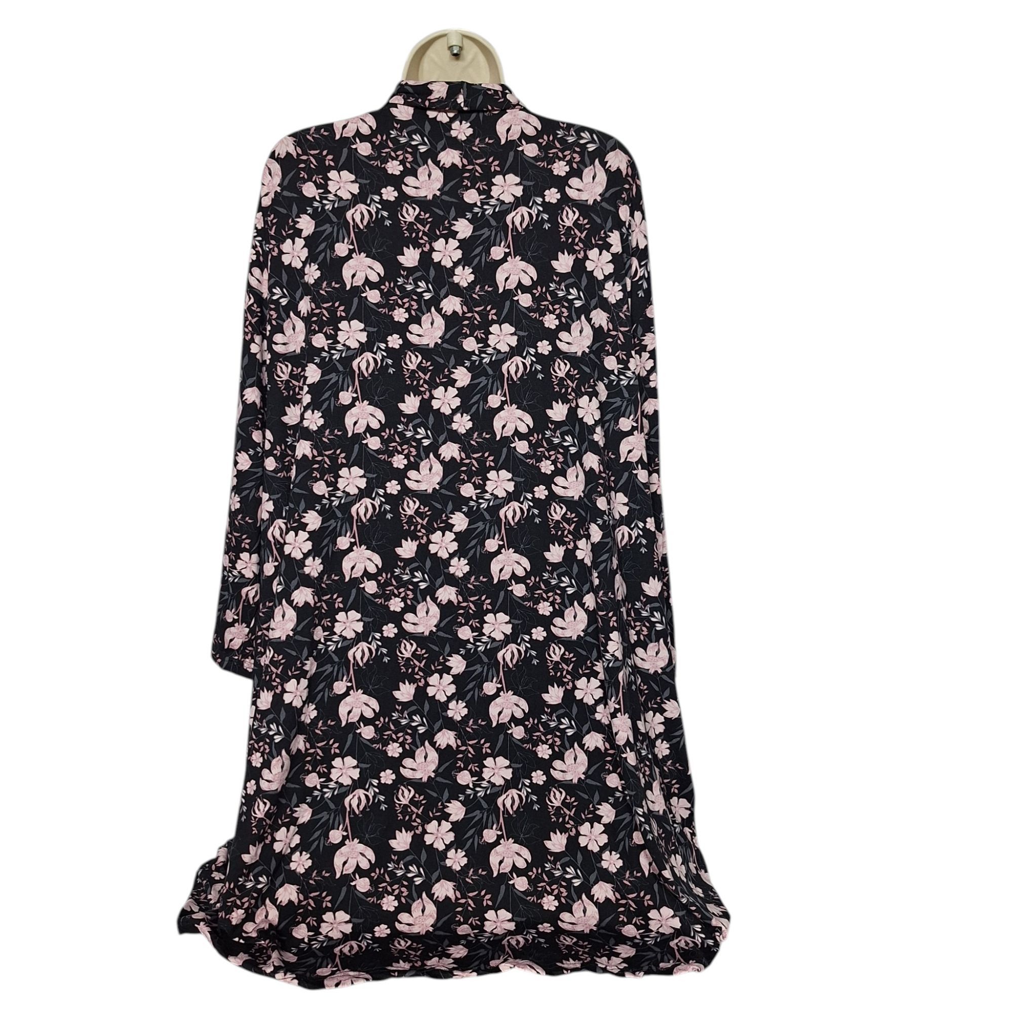 Other Thalia Sodi Floral Duster Cardigan 2X Black Pink Open Front Size XXL / US 16-18 / IT 52-54 - 3 Thumbnail