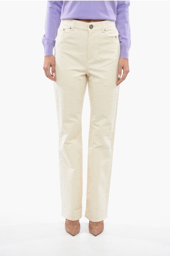 image of Acne Studios Regular Fit High-Waisted 5 Pockets Pants in White, Women's (Size 26)