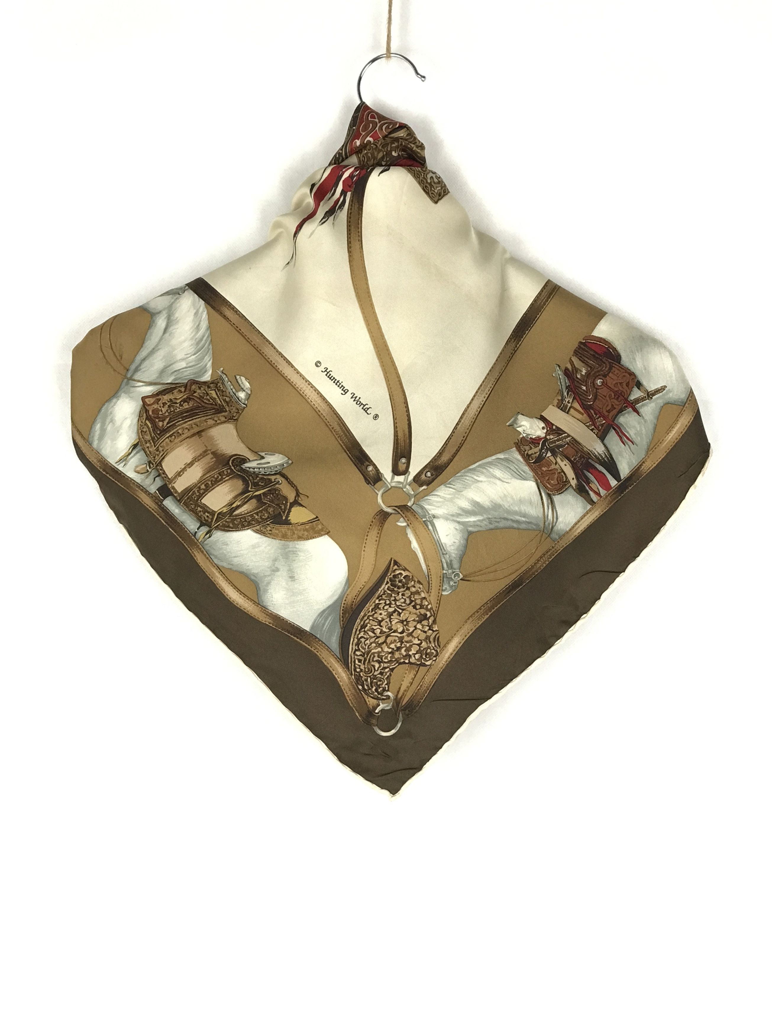 Vintage Vintage Hunting World Equestrian Silk Scarf Size ONE SIZE - 3 Thumbnail