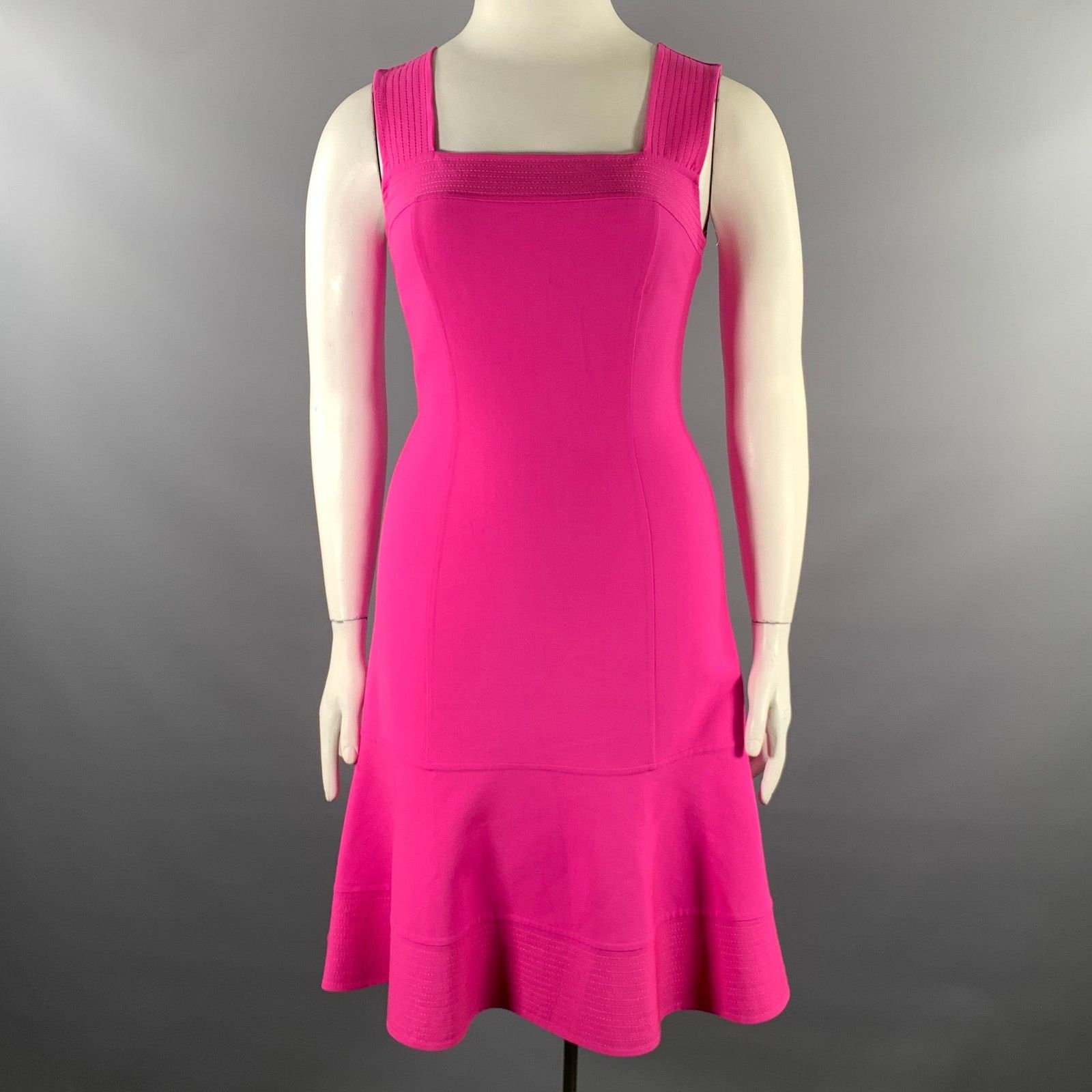 Oscar De La Renta OSCAR DE LA RENTA Pink Fuchsia Wool Sleeveless Dress Sz 8 Size M / US 6-8 / IT 42-44 - 1 Thumbnail