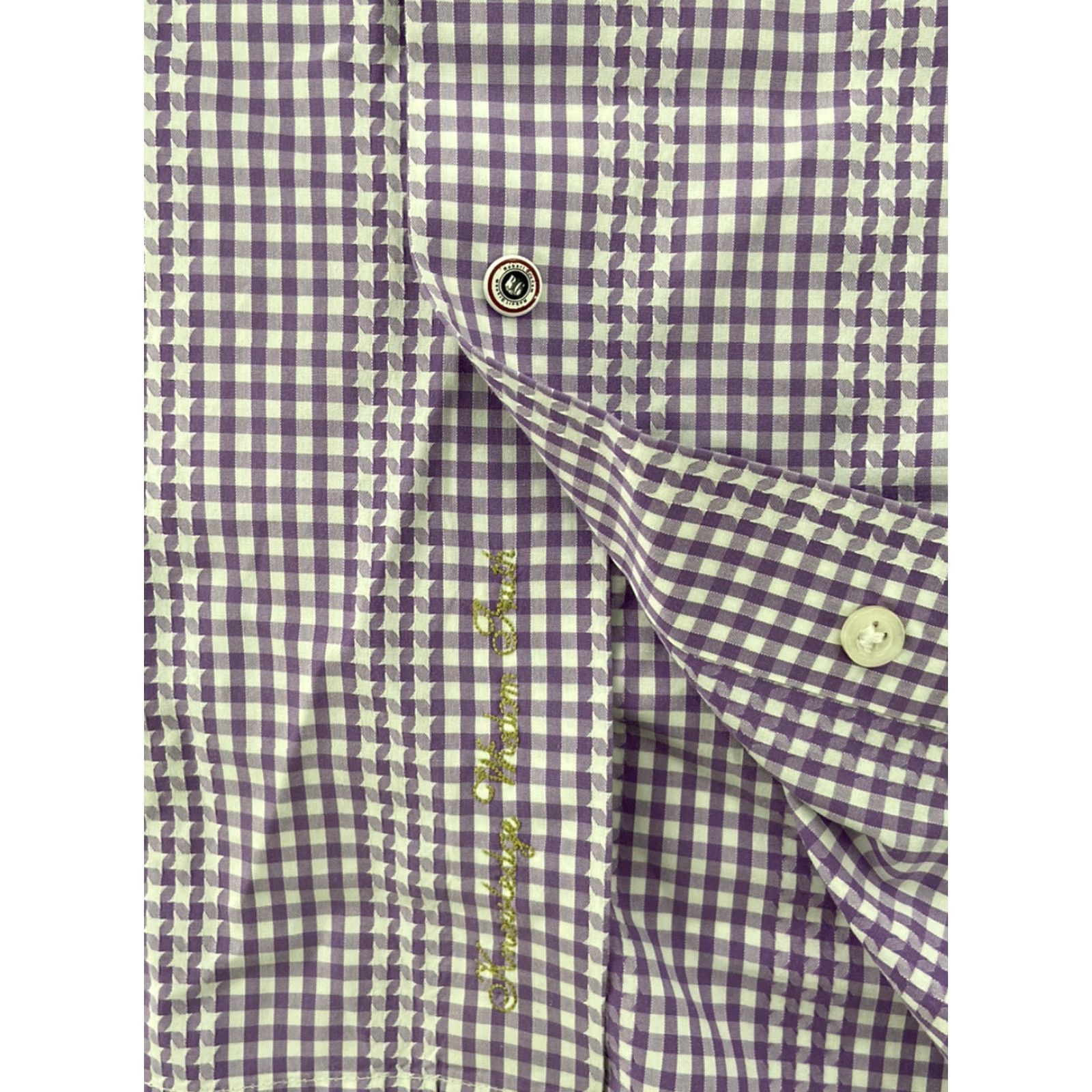 Robert Graham VINTAGE Robert Graham Shirt Adult XL Purple Check Long Sleeve Button-Up Flip Cuff Men's XL Purple Checkered 90s/Designer Mens Size US XL / EU 56 / 4 - 4 Thumbnail