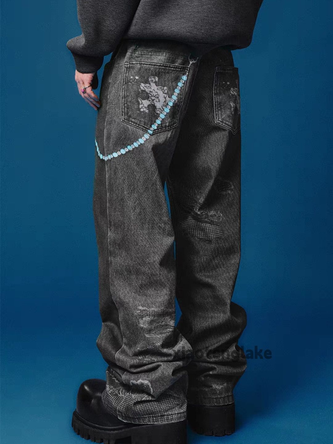 Jean Unisex outdoor utility loose baggy skate hiphop yuppie jeans Size US 36 / EU 52 - 3 Thumbnail