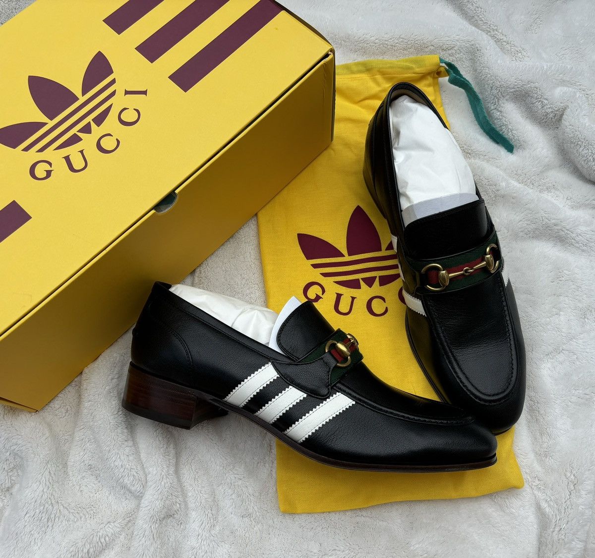 Adidas × Gucci Gucci x Adidas Black Leather Horsebit Loafer