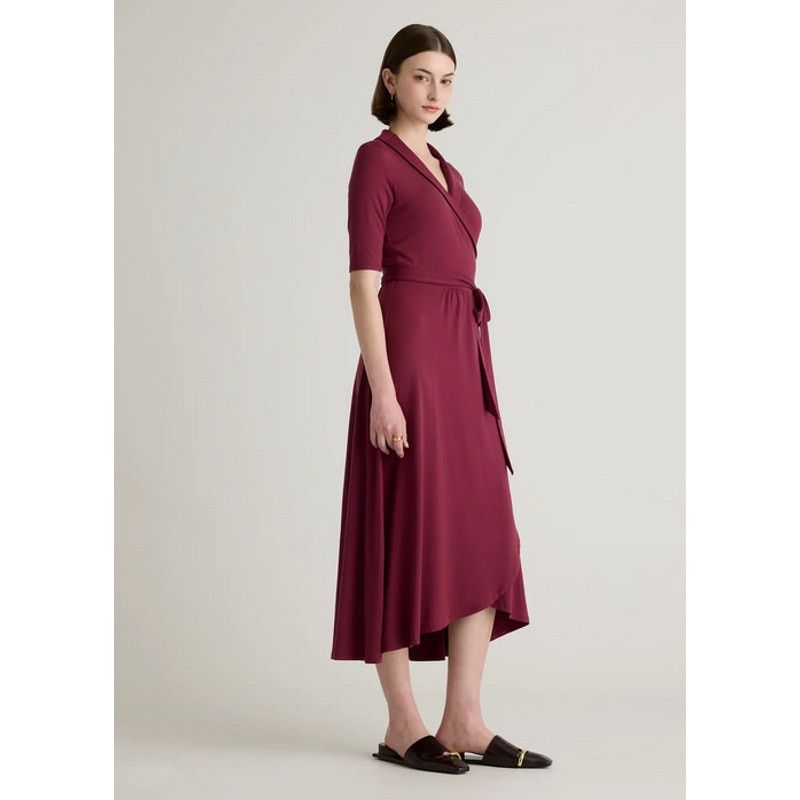 Quince Quince Tencel Jersey Midi Wrap Dress Wine Size S Size S / US 4 / IT 40 - 2 Thumbnail